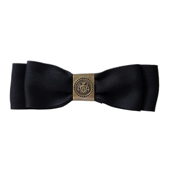 Ella Herringbone Bow Black